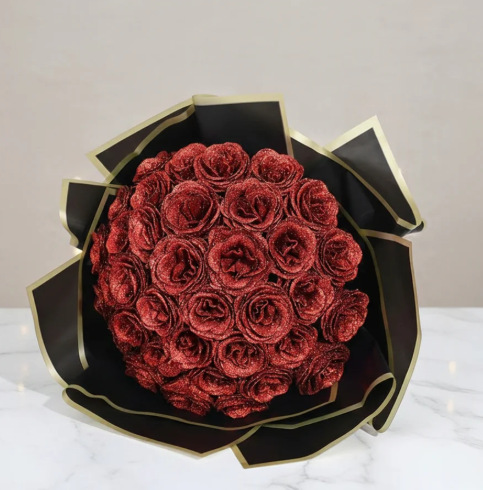 Glitter Rose Bouquet – Forever Lasting Luxury Roses
